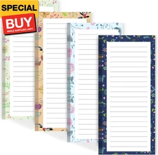 Joyberg Magnetic Notepads for Refrigerator - Flower Design, 50 X86, Clear86