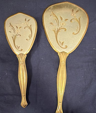 Vintage Gold Tone Floral Engraved Metal Hand ...