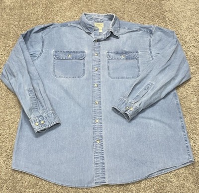 LL Bean Sunwashed Canvas Shirt Large Tall Traditional Fit 270134 LT Work Blue