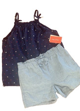 Osh Kosh Stars Babydoll Top Size 10  NEW Gymboree Shorts Pretty Peach Chambray