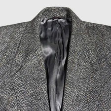 VINTAGE Tweed Blazer Mens 46L Gray 2 Button Sport Coat Wool Jacket
