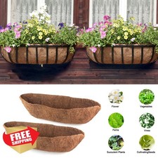 2 Pack Coco Fiber Liner for 24-48in Planters, Half Moon Garden Basket