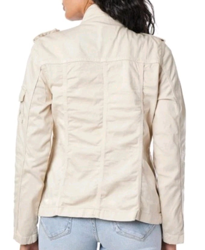 kenzie jeans Cream Colored Light Beige Utility Ja… - image 2