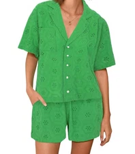 Greylin Konnie Eyelet Button Down Shirt Size M