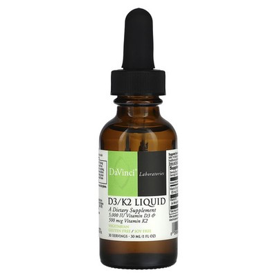 2 X DaVinci Laboratories of Vermont, D3/K2 Liquid, 1 fl oz (30 ml)