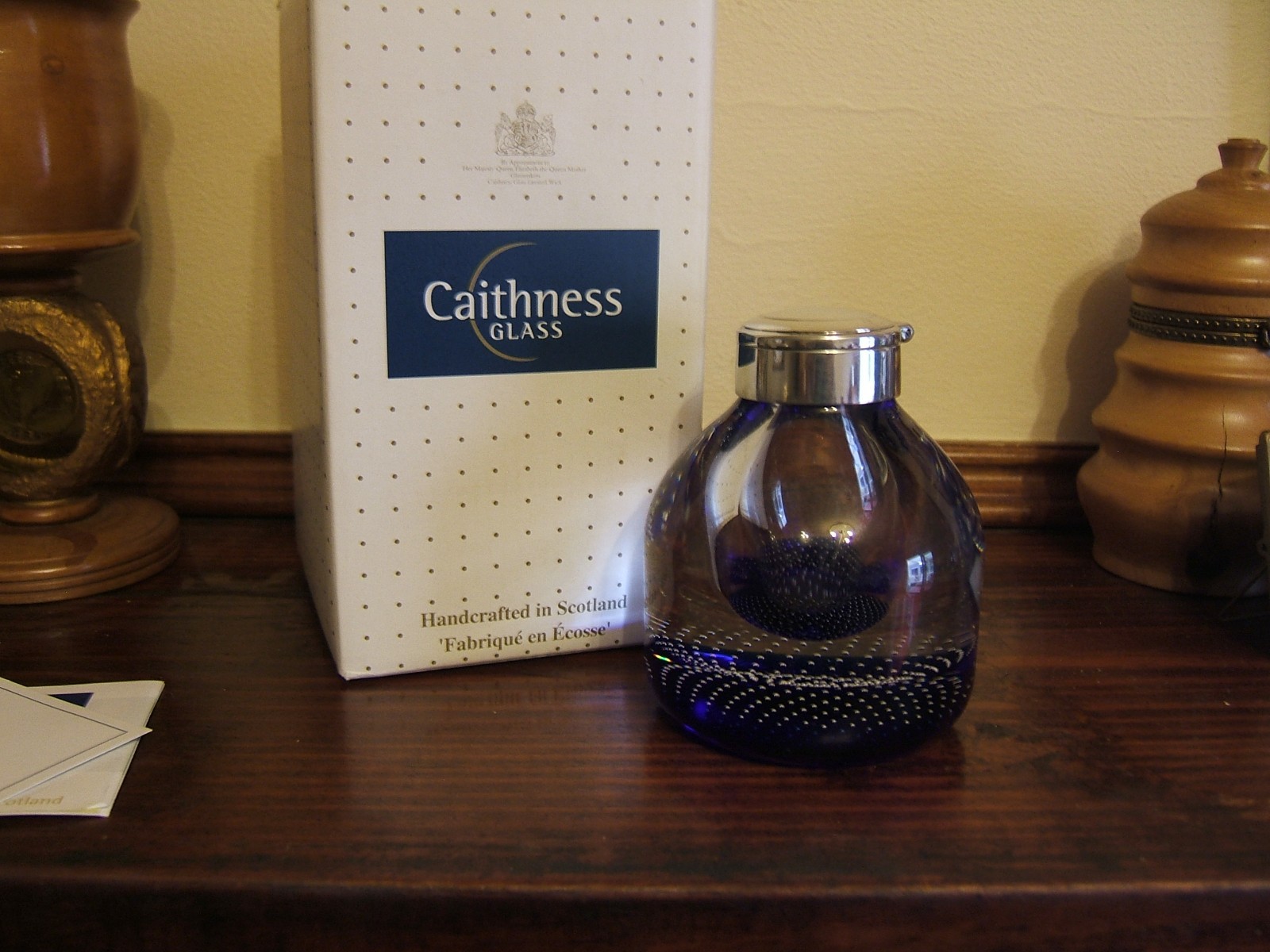 RARE CAITHNESS GLASS 'PEPYS INKWELL' LIMITED EDITION No79 of 250. BOXED & COA.