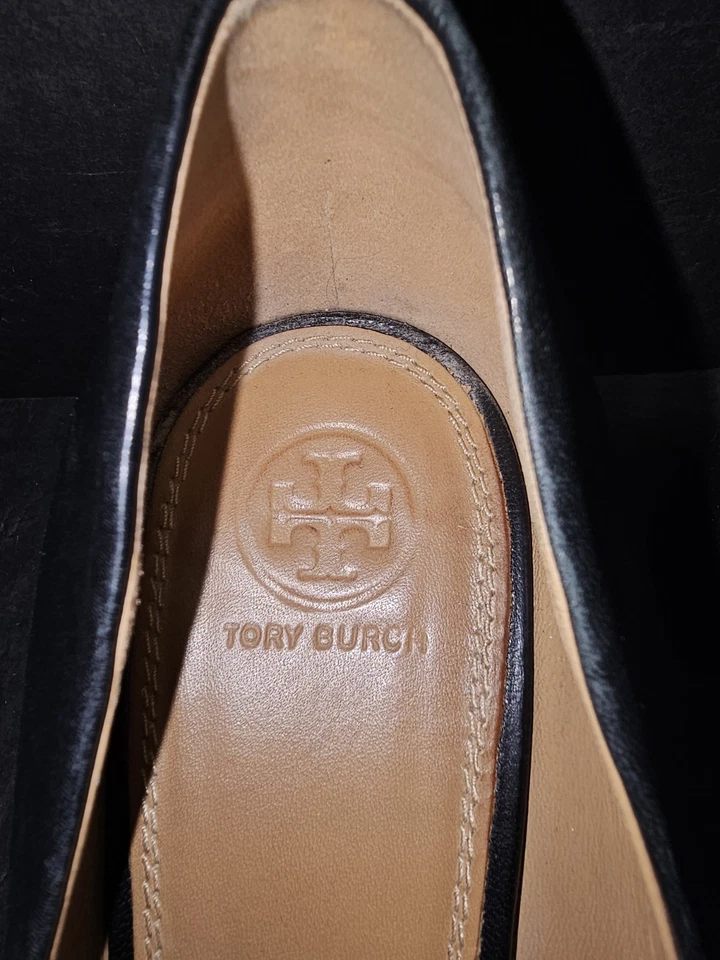 Tory Burch 签名黑色皮革方跟 Benton 泵女式 10.5 码无盒 — 第 3/4 张图片