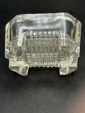 Vintage Salt Cellar Clear Glass Rectangular Shape Footed Antique