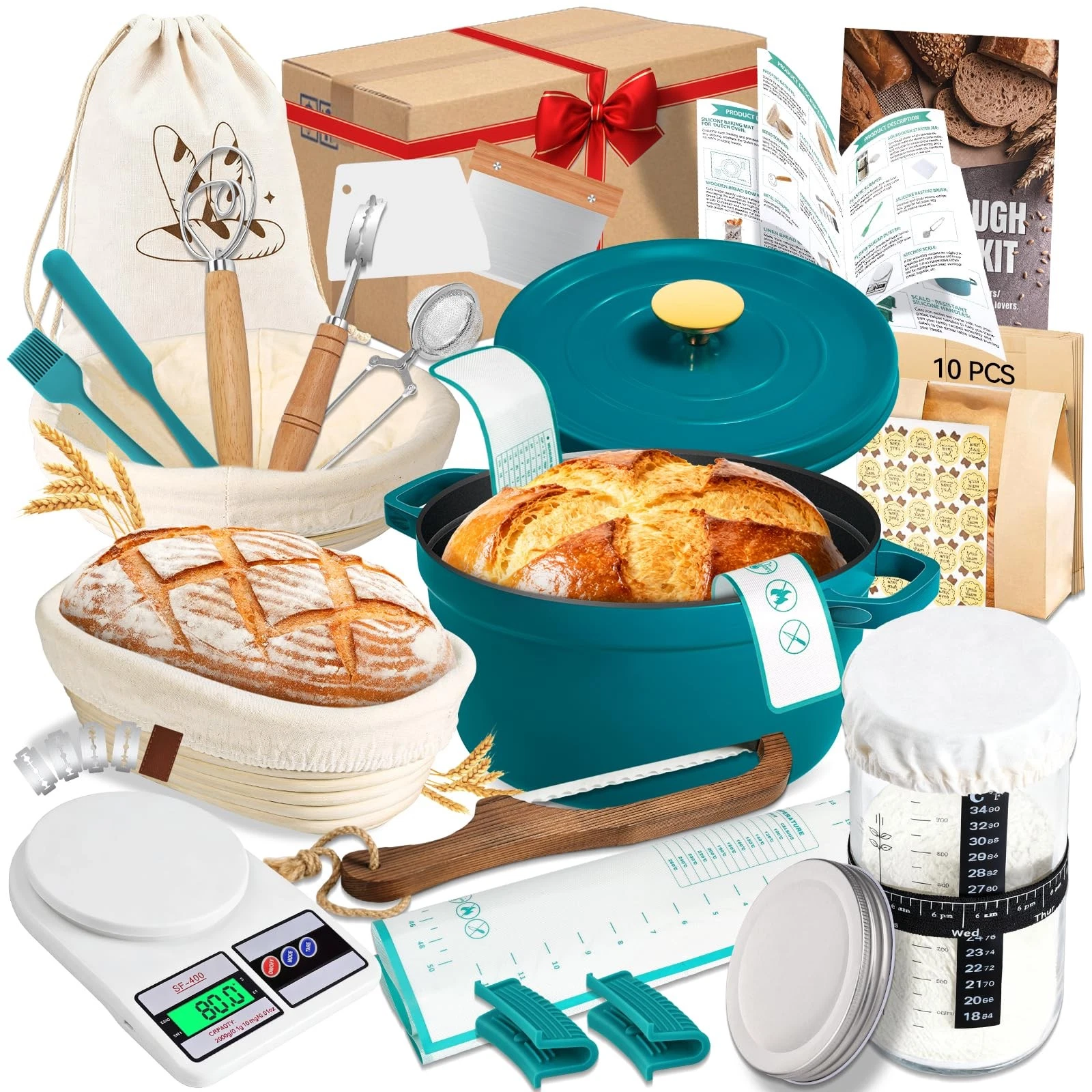 Starter Kit 34 Oz Jar Banneton Baskets Baking Tools NZV57D0807FLG Sourdough
Opens in a new window or