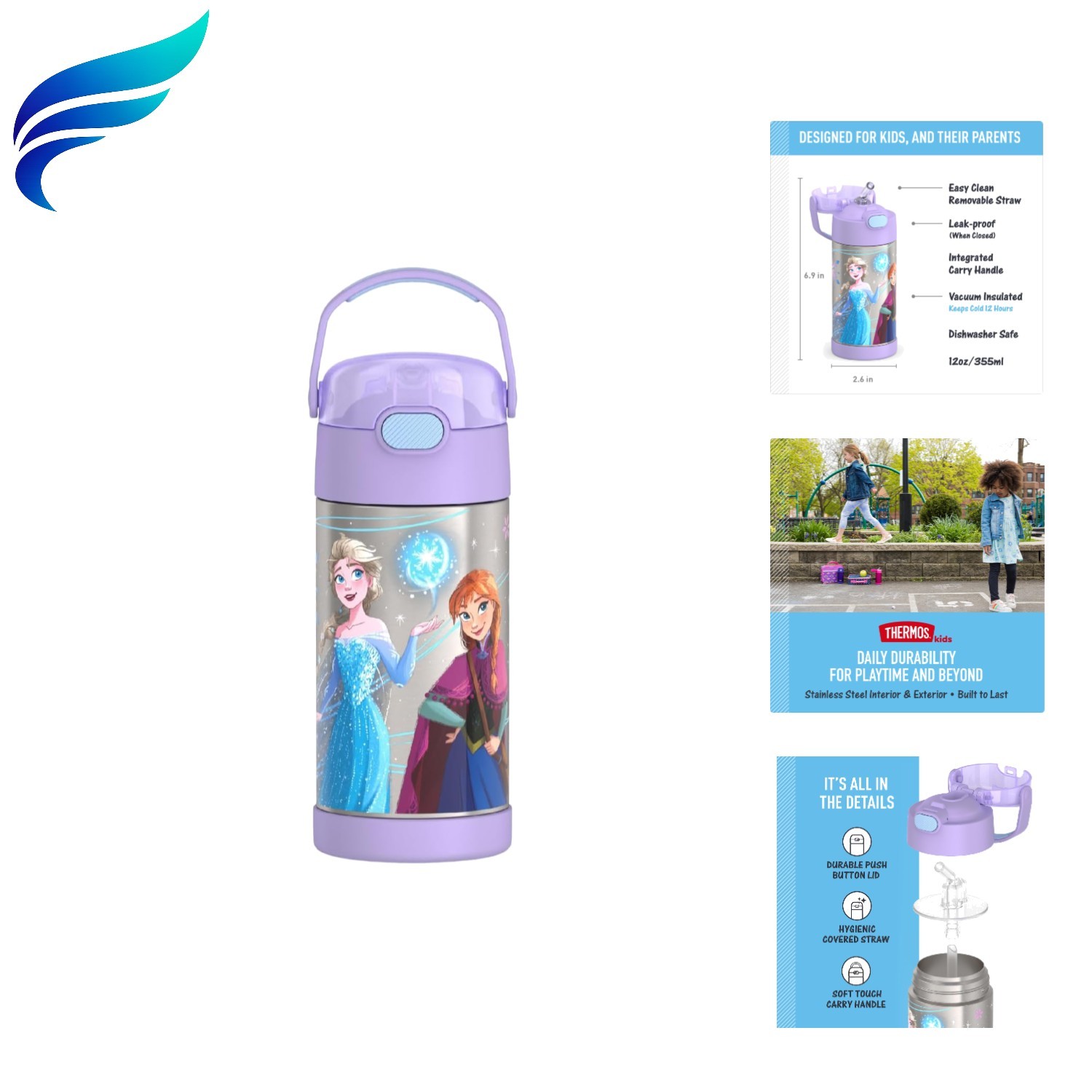 With Straw - 12 Ounce - Kids Stainless Steel Vacuum In...
