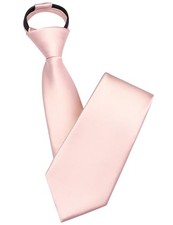 Branduce 3.15"  8cm  Mens Solid Satin Tie Pre-tied Adjustable Zipper Blush Pink