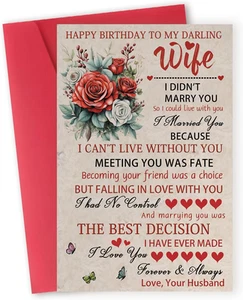 Happy Birthday to My Darling Wife,Funny Wife Birthday Card from Husband,Women Gi - Picture 1 of 12