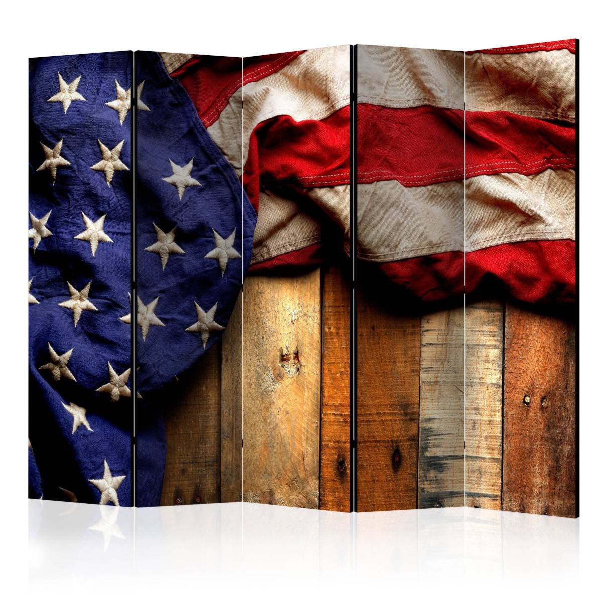 Paravent 5 Volets American Style 172x225 cm Séparateur de Pièce Amovible
