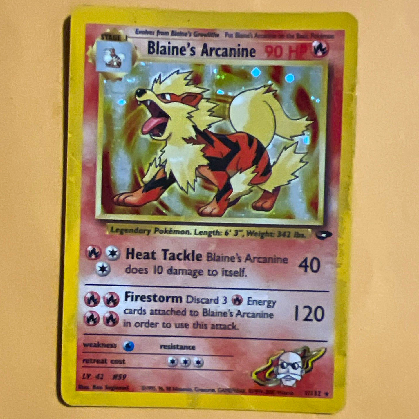 Pokemon TCG Blaine's Arcanine Gym Challenge 1/132 Holo Rare ENG 90 HP Unlimited