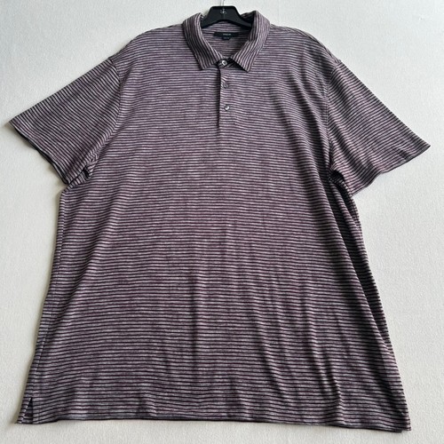Vince Polo Shirt Mens 2XL Burgundy Short Sleeve Striped Cotton Preppy Resort