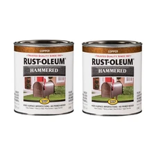 Rust-Oleum 239074-2PK Stops Rust Hammered Finish Paint, Quart, Copper, (Pack