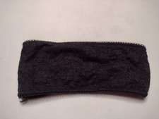 Strapless Bandeau Bra M/L Black Lace Wireless Wire Free Floral A7