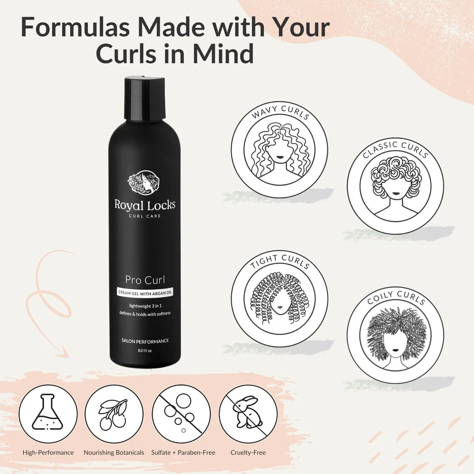 Royal Locks Pro Curl Cream w/ Argan Oil Curly Hair Styling Gel Anti-Frizz 8oz - Image 4 of 4