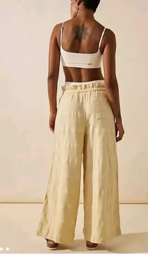Free people Pants Trouser Wide Leg Cotton Linen blend Carry On Cargo Size S New - Picture 2 of 5