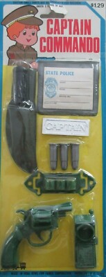 Vintage Captain Commando Famous Toys Made in Hong Kong Dime Store Toys NIP 