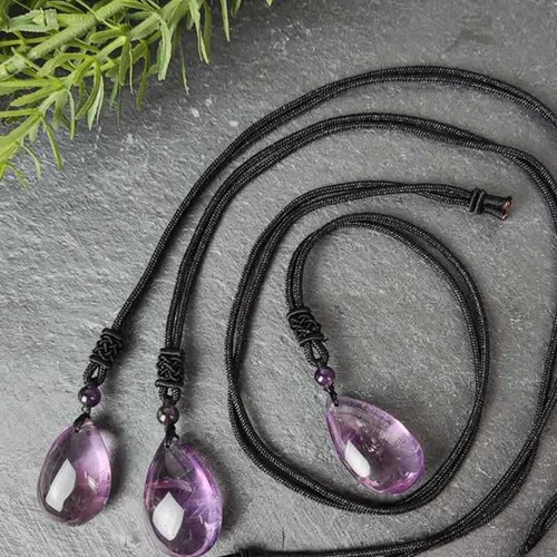 Colgante Teradrop Cristal Cuarzo Amatista Natural Mujer Hombre Collar Regalo Curación - Imagen 2 de 15