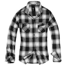 Brandit Ladies Amy Shirt Long Sleeve Checked Hiking Casual Collared White/Black