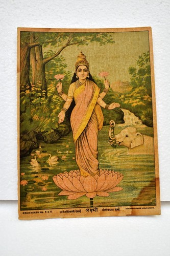 Vintage Lithograph By Ravi Varma Press Lakshmi Laxmi Karla Lonavla Collectibl"19 - Picture 2 of 4