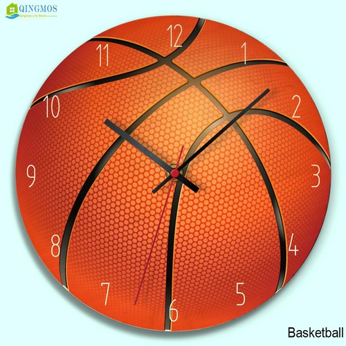 Wooden Sports Balls Wall Clock Printing Watch Bedroom Room Quartz Needle Modern - Picture 15 of 15