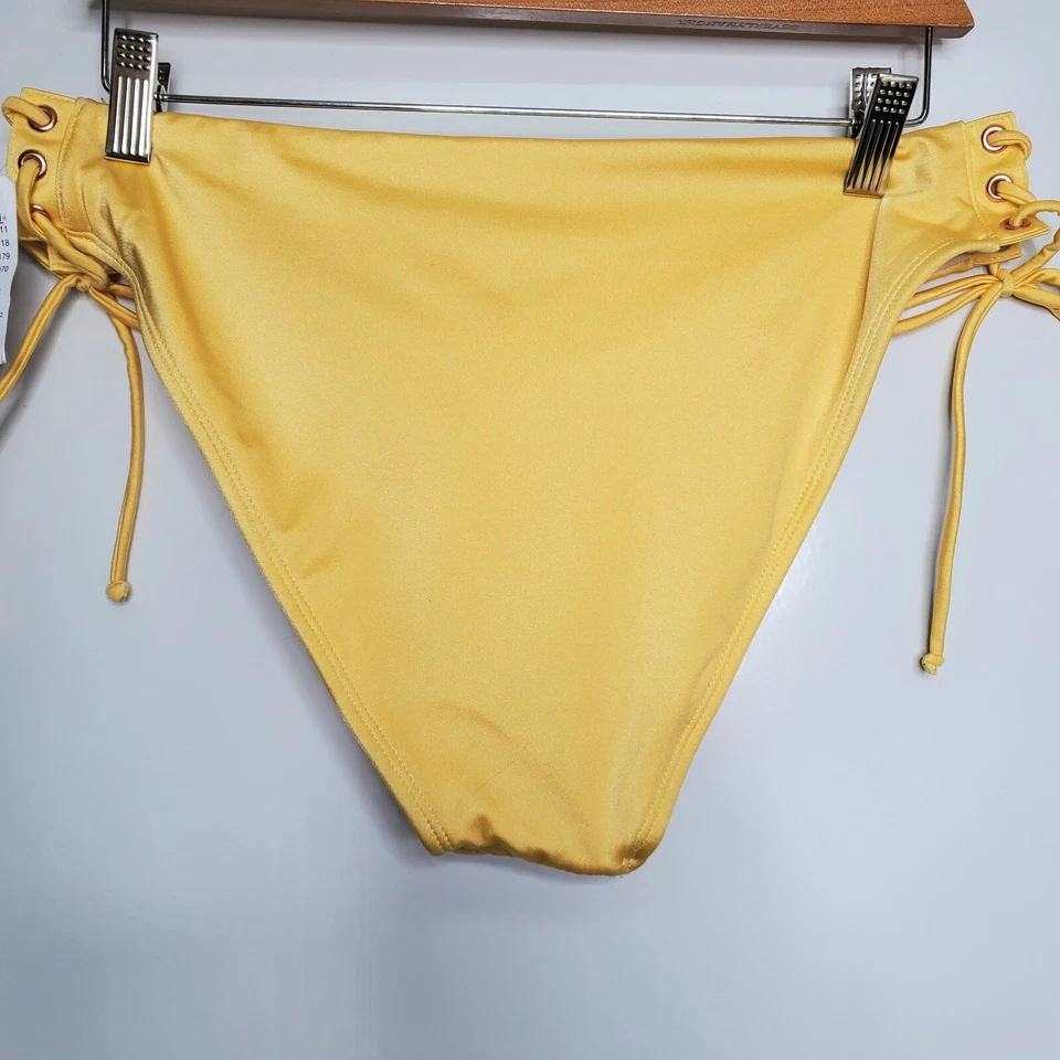 NUEVO CON ETIQUETAS LA HEARTS PACSUN Bikini de Natación Dorado Amarillo Parte Inferior Con Cordones Talla Grande Ojal Foto 3 de 4