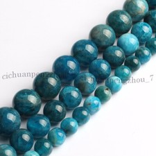 Genuine Natural Blue Apatite 6/8/10mm Round Gemstone Loose Beads 15'' Strand