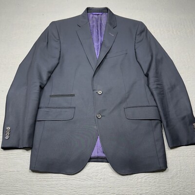 Ted Baker London Bazer Mens 40S Navy Blue Endurance Single Breast Sport Coat *