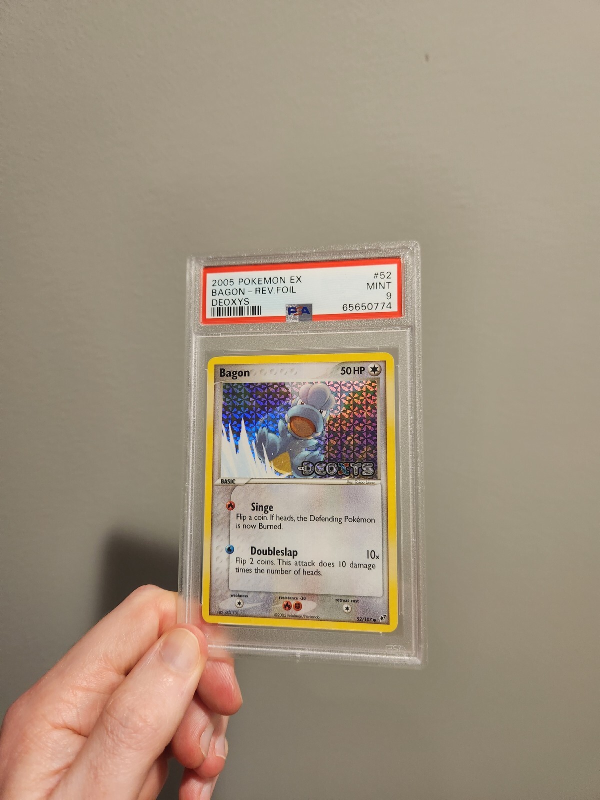 Pokemon 2005 Ex Deoxys Bagon Reverse Holo 52/107 PSA 9