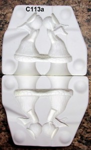 Nowell's #NM408 Kissing Angels Christmas Ornament Ceramic Mold (C113a)