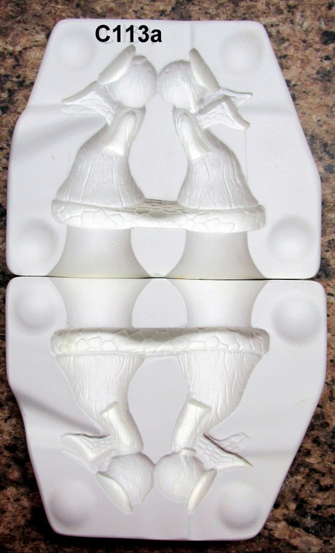 Nowell's #NM408 Kissing Angels Christmas Ornament Ceramic Mold (C113a)