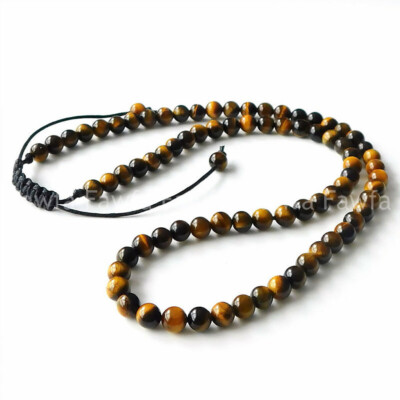 Handmade 6/8/10mm Lava Stone/Tigers Eye/Agate Round Gemstone Beads Necklace 16''