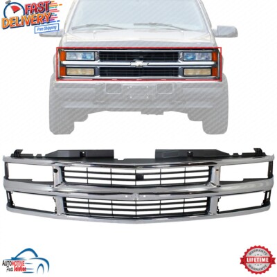 NEW FRONT GRILLE ASSEMBLY CHROME PLASTIC FOR 1995-2000 CHEVROLET TAHOE GM1200238