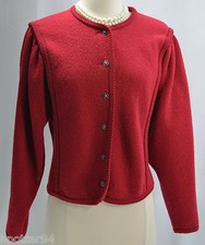 Geiger Austria Red Boiled Wool Ski Jacket Button Cardigan 40 Us 10 $389 Vtg New