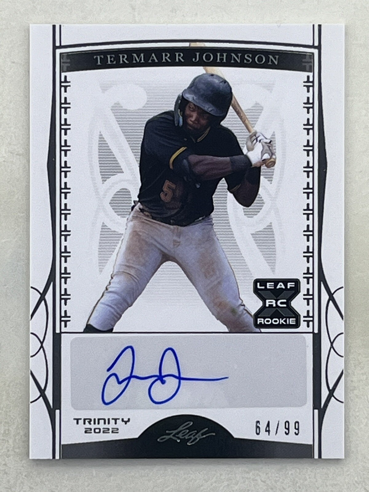 Termarr Johnson 2022 Leaf Trinity Silver Foil Auto /99 #BA-TJ1 Baseball Card
