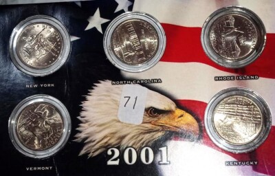 2001-P U.S. State Series Quarters-5 Coin Set...