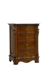 Comodino In Stile Luigi Filippo Con Colonne A Cannocchiale Con Piano Marmo