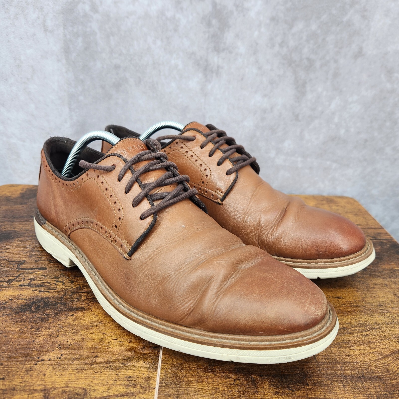 SAOLA Scarpe Oxford Cole Haan uomo 11 M vanno a punta liscia pelle marrone Oxford casual