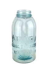Hazel-Atlas Strong Shoulder Mason Jar Aqua Blue Glass Half Gallon 2 Quart 9"