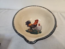 Home & Garden Party Rooster Hen Chicken Mixing Batter Bowl with Handles Spout
