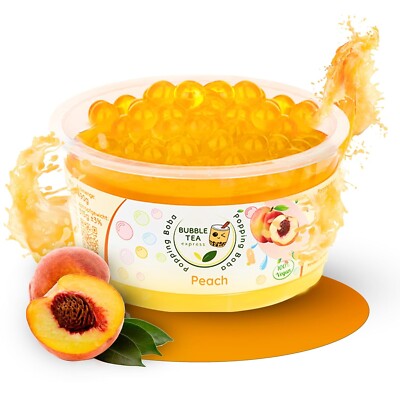 Bubble Tea, Popping Boba Peach 490 g, Boba Perlen, Topping, Pfirsich, Vegan