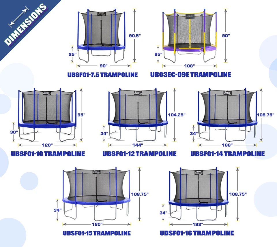Juego de cama elástica grande y red de recinto, patio trasero exterior 7,5 9 10 12 14 15 16 pies Foto 2 de 4