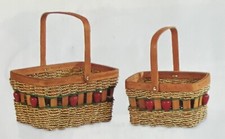 Rare New Home Interiors Woven Wood Apple Baskets Set Rattan