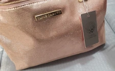 * NEW Vince Camuto Zippered Rose Gold Pink 13 inch Makeup Accessories Travel Bag