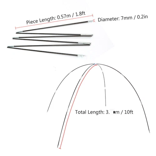 12 Stangen Zeltstangen Fiberglas Teleskopstangen Zeltgestänge 7mm mit Tasche DHL - Bild 6 von 12