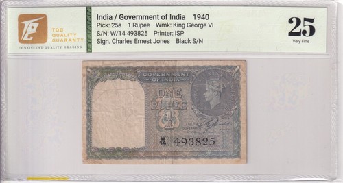 1940 India 1 Rupee Pick#25a 25 Very Fine