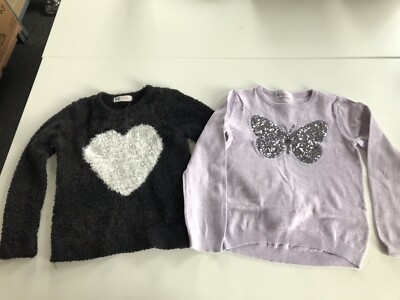 H&M Mädchen Pullover: schwarz mit Herz Lila mit Glitzer 🦋Gr